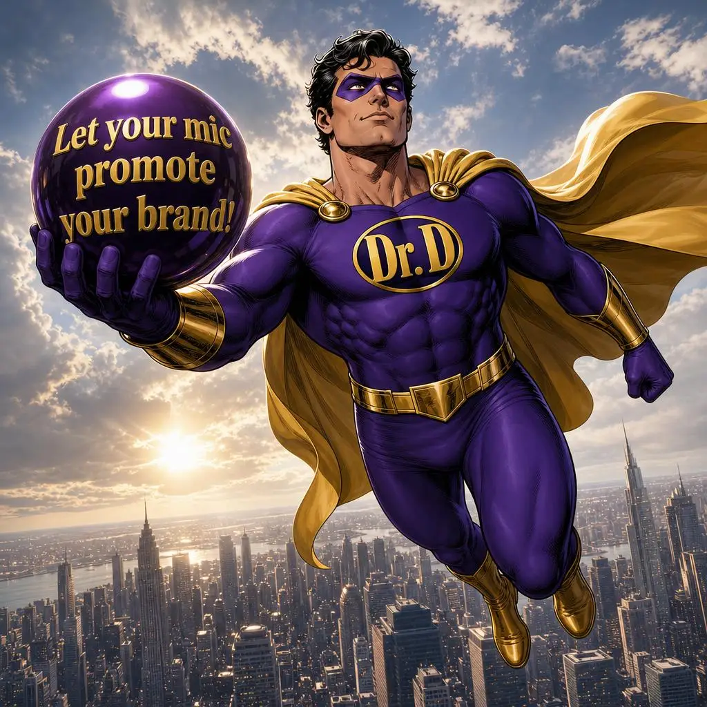 Superhero holding sphere
