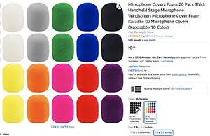 An image of 10 different color foam microphone covers
